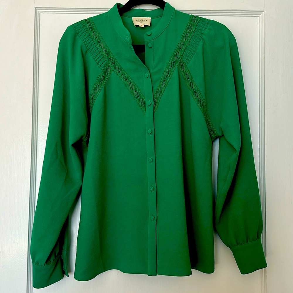 Sezane Green Top Freid Top size 38/6